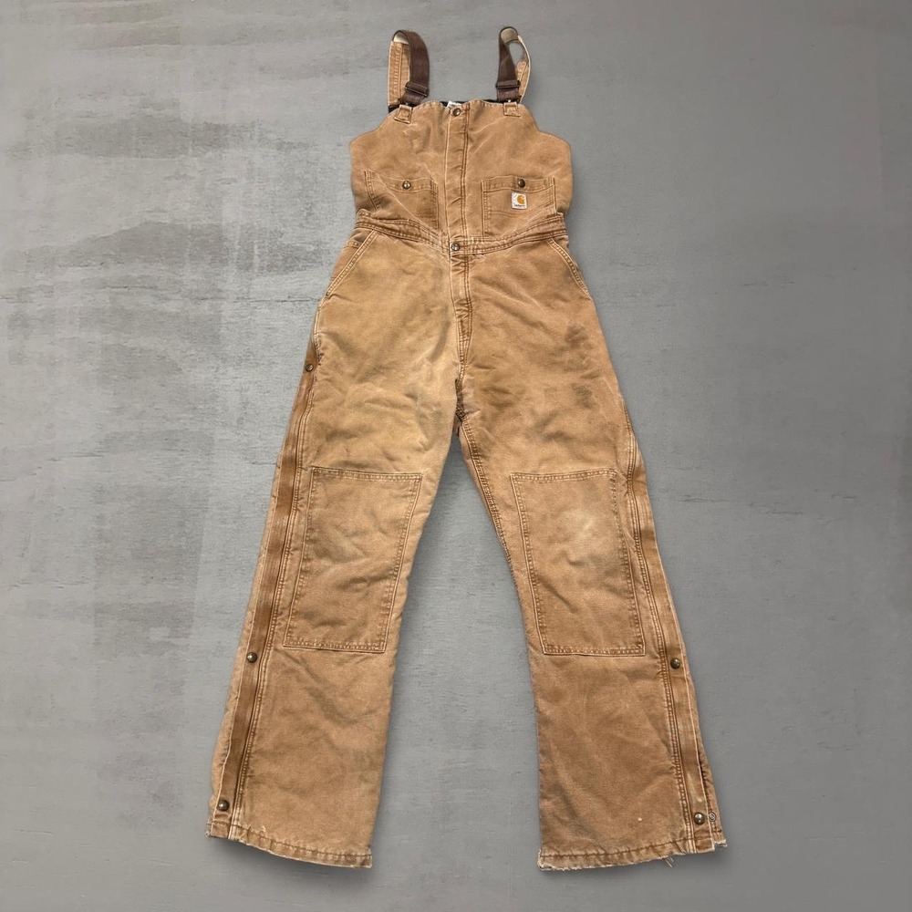 Carhartt Bib Overalls Brown Quilt Lined Double Knee Women's WR027 BRN 16x34